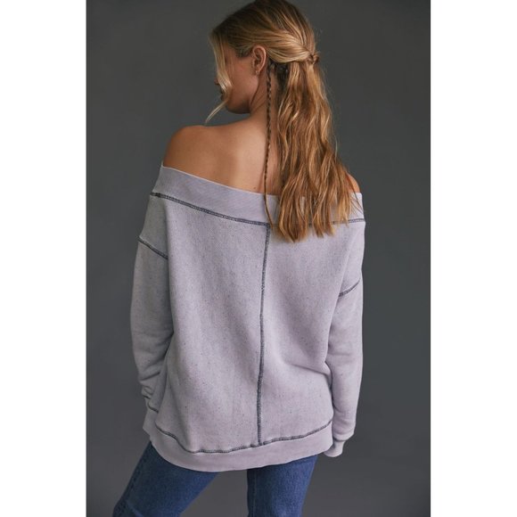 Anthropologie Pilcro Slouchy Off-The-Shoulder Sweatshirt - Picture 1 of 8